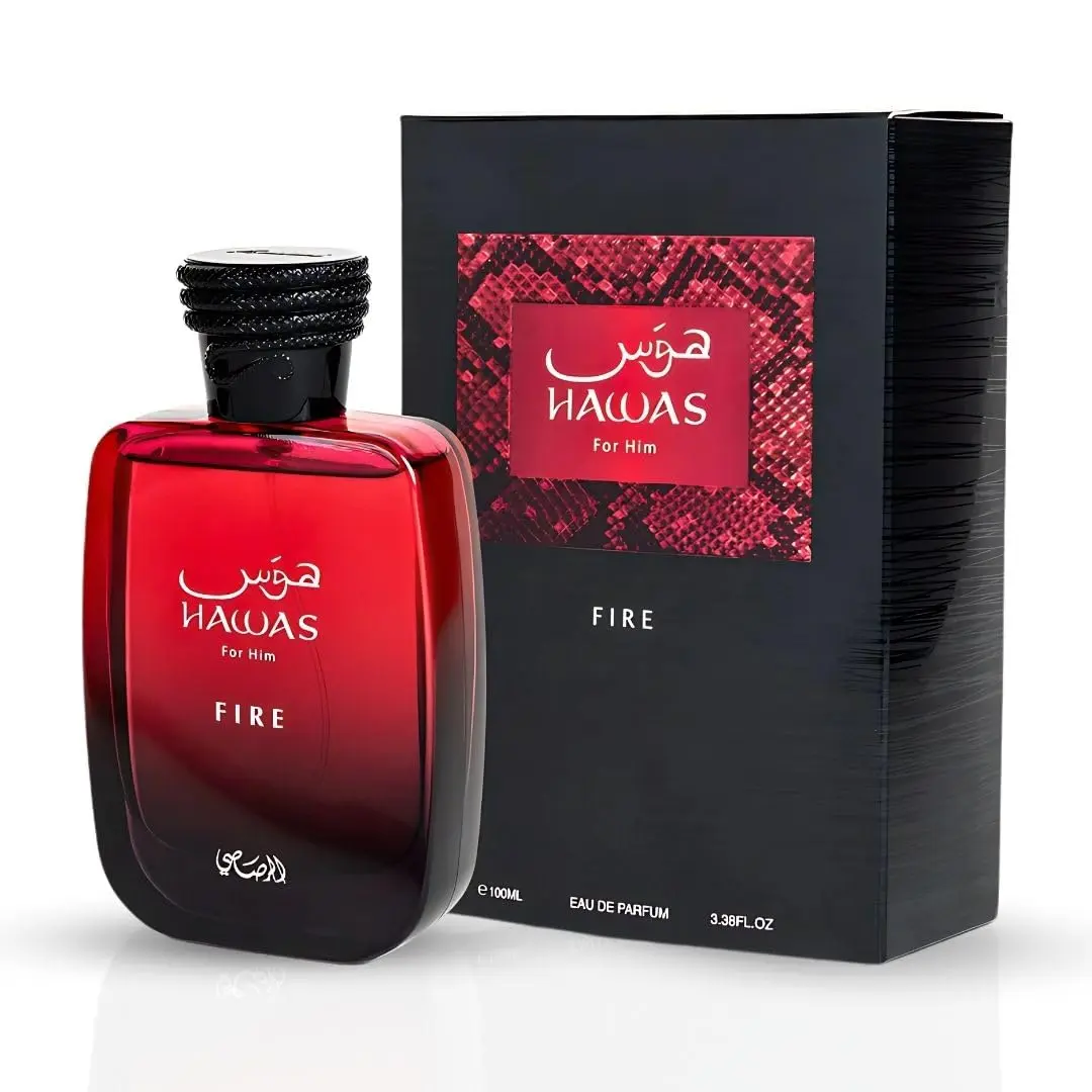 Hawas Fire for Him Eau de Parfum 100ml - Bold Red Bottle with Black Cap - Perfect for Men