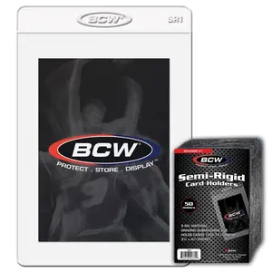 BCW | 50 Pack Semi-Rigid Card Holder #1 | Semi Rigid Card Sleeves for Grading