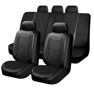 9PCS PU Leather Car Seat Covers Full Set, 5-Seat Front & Rear Cushion Protectors, Breathable Non-Slip Wear-Resistant Vehicle Seat Covers Easy Installation Universal for Most Cars SUVs Sedan