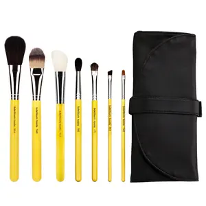 Bdellium Tools Studio Basic 7pc Brush Set with Roll-up Pouch - Includes 964S AP Blusher, 948S Foundation, 942S Slanted Contour, 785S Tapered Blending, 777S Shadow, 763S Angled Brow, 540S Precision Liner - Perfect for Flawless Makeup Application