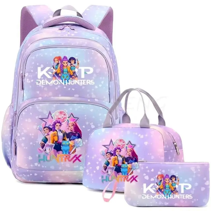2026 3Pcs K-Pop Witch Hunter Backpack3PCSSetl 16 Inch Kids School Backpack forGirls,Lunch Bag & Pencil Case, 2026 MustHaveBack to School Gift for Teens