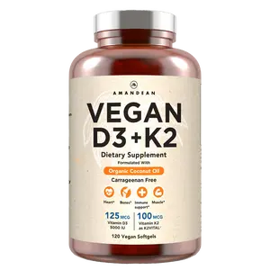 AMANDEAN Vegan Vitamin D3+K2 - 120 Softgels Dietary Supplement for Cardiovascular Health & Immune Strength