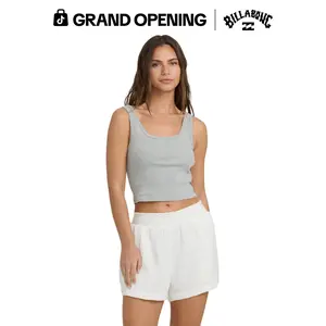 BILLABONG Women's In The Waves Short, 100% Cotton Double Gauze Summer Lounge Shorts, Regular Fit, Elastic Smocked Waistband, Side Seam Pockets - White
