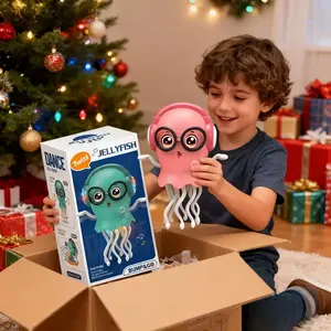 Christmas Dancing Jellydancer Baby Toy, Crawling Jellydancer Tummy Time Toy, Magic Music Crawling Toys for 3 4 5 6 7 8 Year Old Girl Kids Boy Birthday Gifts, Stocking Stuffers, Xmas Gifts