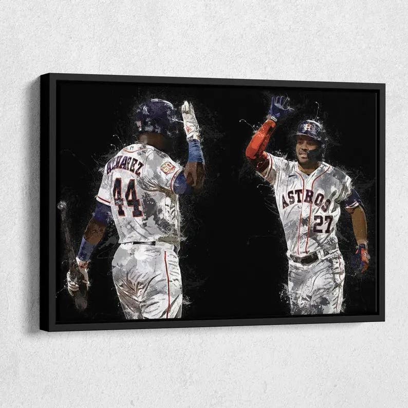 Yordan Alvarez & Jose Altuve  Print - Houston Astros Wall Art, MLB Decor for Home, Man Cave, Baseball Gift, Framed Poster ( Unframed - Print Only ) (No Frame)