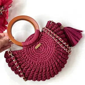 Shell Shaped Handmade Woven Crochet Shoulder Bag Round Knitted Design Women's Crossbody Bag Summer Gift for Her