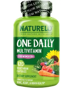 NATURELO One Daily Multivitamin for Women 50+ (Iron Free) - Menopause Support for Women Over 50 - Whole Food Supplement - Non-GMO - No Soy - 120 Capsules - 4 Month Supply