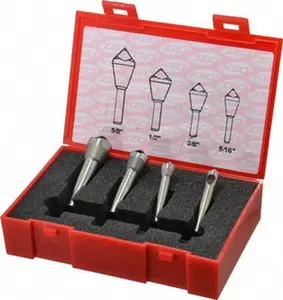 KEO Cobalt 4-Piece Single End Countersink Set, Model 53538 - 5/16-5/8" Head Diameter, 100° Included Angle, 1-5/8-2-1/8" OAL, 1/4-3/8" Shank Diameter, for Countersinking Tasks