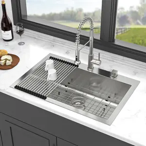 33x22 inch Kitchen Sink Drop-In 16 Gauge Stainless Steel Single Bowl Topmount Kitchen Sink