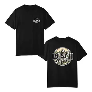Busch Light Camo Mountain Graphic Tee Black Cotton Unisex Short Sleeve Casual Streetwear Trendy Beer Lover Outdoor Style Crew Neck Tshirt For Men Women Daily Wear