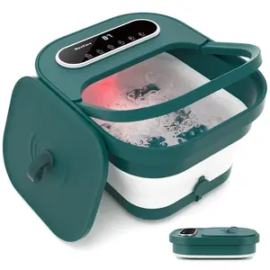 Maxkare Collapsible Foot Spa with Massager and Heat Bubbles Vibration 3 in 1, Foot Spa Bath, Green MaxKare