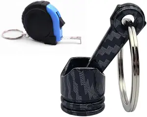 Carbon Fiber-like Piston Keychain with Detailed Design & Durable Finish for Automotive Enthusiasts & Mechanics Gift