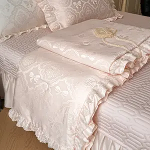 1/2pcs Floral Edge Summer Quilt, Washable Bedding Set, Air Conditioning Cover, Sizes 150x200cm & 200x230cm