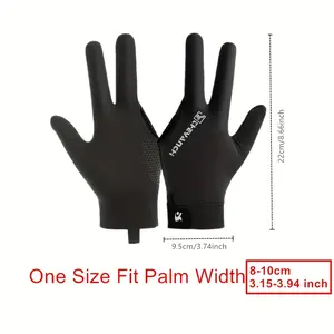 2-Pack Unisex Snooker Pool Billiard Gloves, Left Hand, One Size Fits All, Breathable & Stretchy with Anti-Slip Palm Pad, Gray/Red/Black, Geometric Pattern Design, Hook-and-Loop Closure, Billiards Equipment |   Airflow Enhancing Design, Billiards Pool Acce