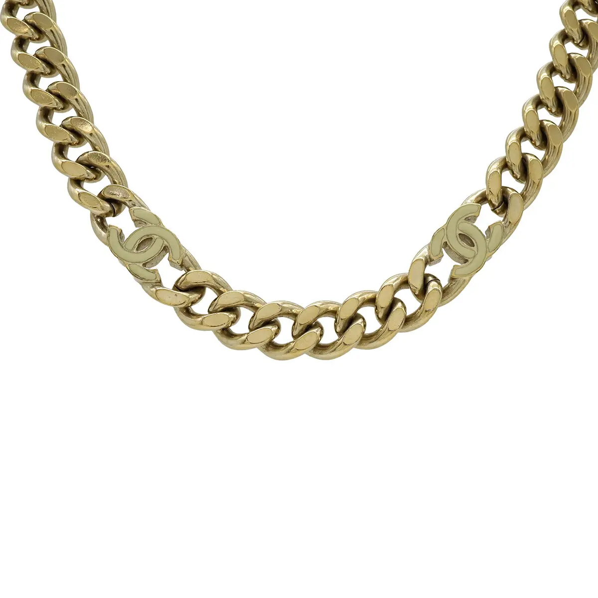 Pre-owned CHANEL Gold-plated Small Leather Goods Coco Mark Necklace