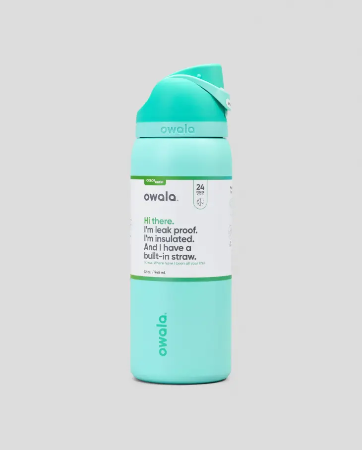 Owala FreeSip 32oz Tiffany Blue Water Bottle Insulated Stainless Steel Tumbler with Straw Leak Proof Travel Cup