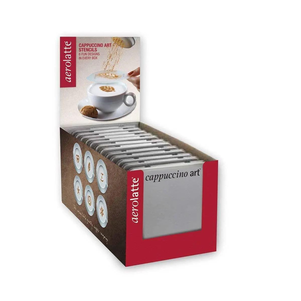 Aerolatte 12-Piece Cappuccino Art Stencils Set with Stenciled Designs - Coffee & Tea Making Tool, Kitchenware Accessory for Enhanced Coffee Presentation, Twelve Pieces