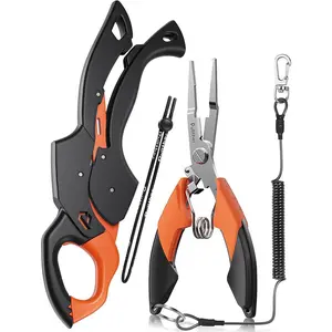 Fish Gripper 9.2",Muti-Function Line Cutter Fishing Pliers, Saltwater Fishing Tool Kit,Fishing Gear with Fishing Lanyard