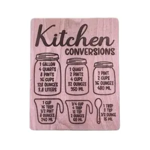 Magnetic Kitchen Conversions Chart Minimalist Wood-Style Design for Easy Cooking Measurements
