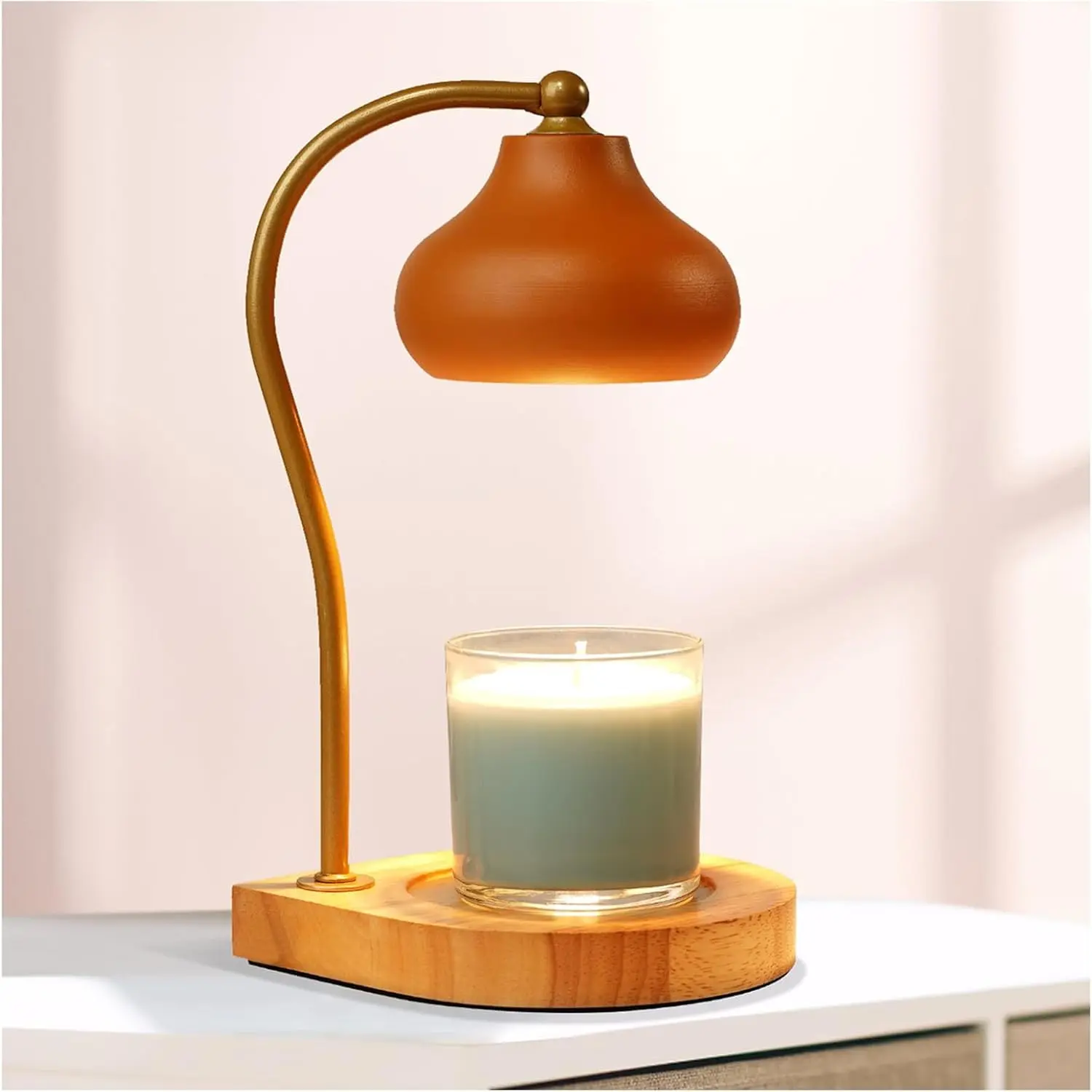 Candle Warmer Lamp Dimmable Electric Candle Warmer Melter Compatible with Large Jar Candles Home Decoration Gifts for Women Wedding Birthday Orange-B