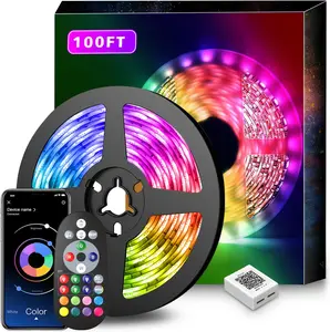 Led Lights for Bedroom 100ft Music Sync Color Changing Led Strip Lights  with Remote and App Control Built-in Mic for Party  Room Decor Luces LED para Cuarto