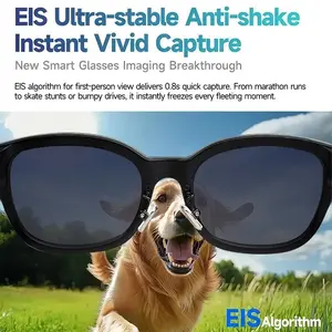 Smart AI camera glasses with 8-megapixel photochromic lenses, adjustable via buttons and touch control. Suitable for travel and outdoor adventures, supporting 160+ languages, real-time translation, Bluetooth wireless wearable video recording, and UV prote