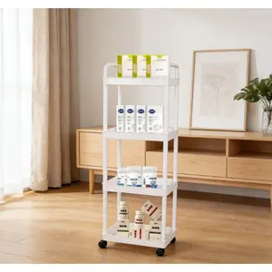 Multi-layer trolley storage rack, kitchen storage rack, multifunctional practical trolley storage rack with wheels, suitable for kitchens, bathrooms, bedrooms and offices