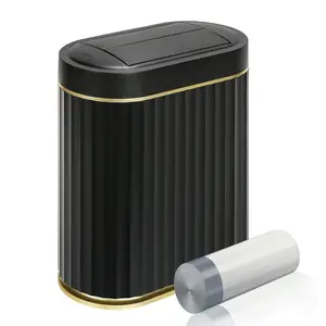 ELPHECO Black Bathroom Trash Can with Lid 2 Gallon Sensor Trash Bin, Automatic Narrow Garbage Can, Waterproof Smart Trash Can, Slim Motion Sensor Waste Bins for Bathroom, Living Room, Office