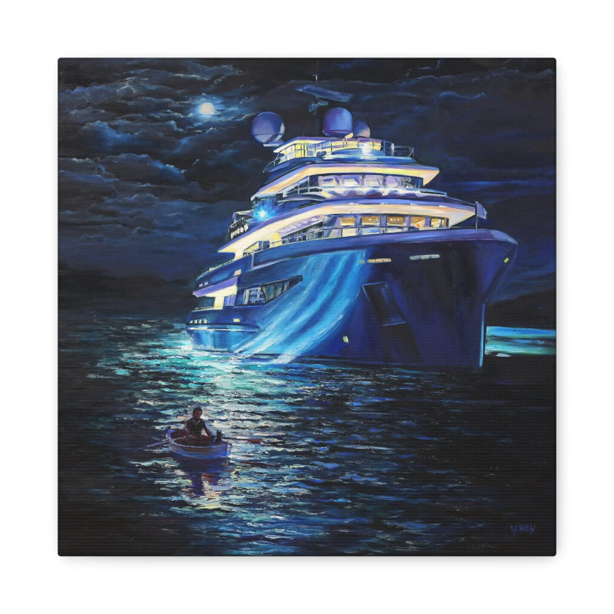 Moonlit Voyage, Painting, Home Decor, Wall Art.
