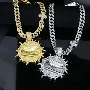 New Round Pendant Necklace for Men and Women with Diamond Thorn and Last Supper Pendant - Zinc Alloy, Christmas Holiday Gift