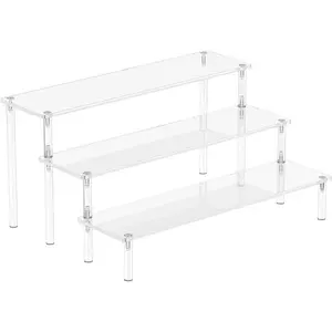 Acrylic Display Risers, 3 Tier Perfume Organizer Stand, Clear Cupcake Stand Holder, Large Shelf Risers for Figures, Dessert Shelves for Party, Display Shelf for Decoration and Organizer