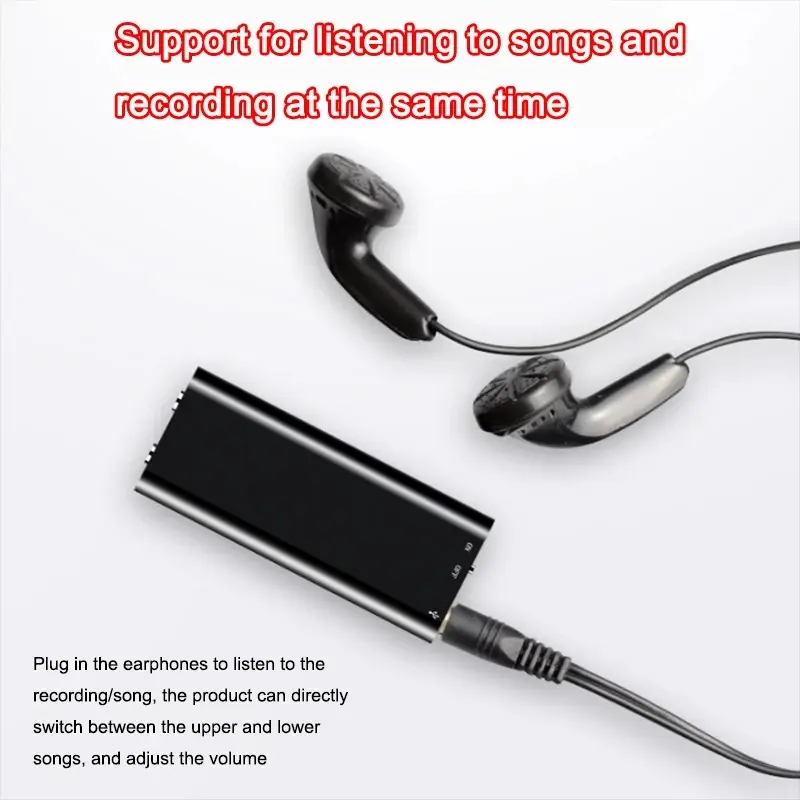Smallest 32GB Ultra thin Mini Activated Voice Recorder 8GB Sound Noise Reduce USB Flash Drive 4-64Gb Audio Dictaphone MP3 Player Digital Products Black