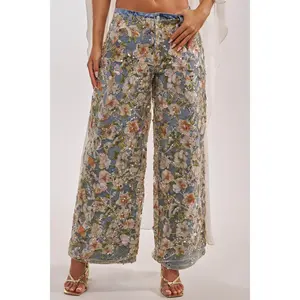 IRIS RELAXED DENIM WITH FLORAL OVERLAY