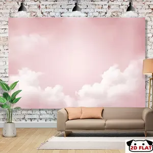 2D Flat Banner 1pc, Abstract Pink Clouds Backdrop, , Lightweight Woven, Transverse Orientation, No Electricity Needed, Fashion Theme, Under 75gsm, Perfect for& Family Events, Party Decor, Event Banner, Home De