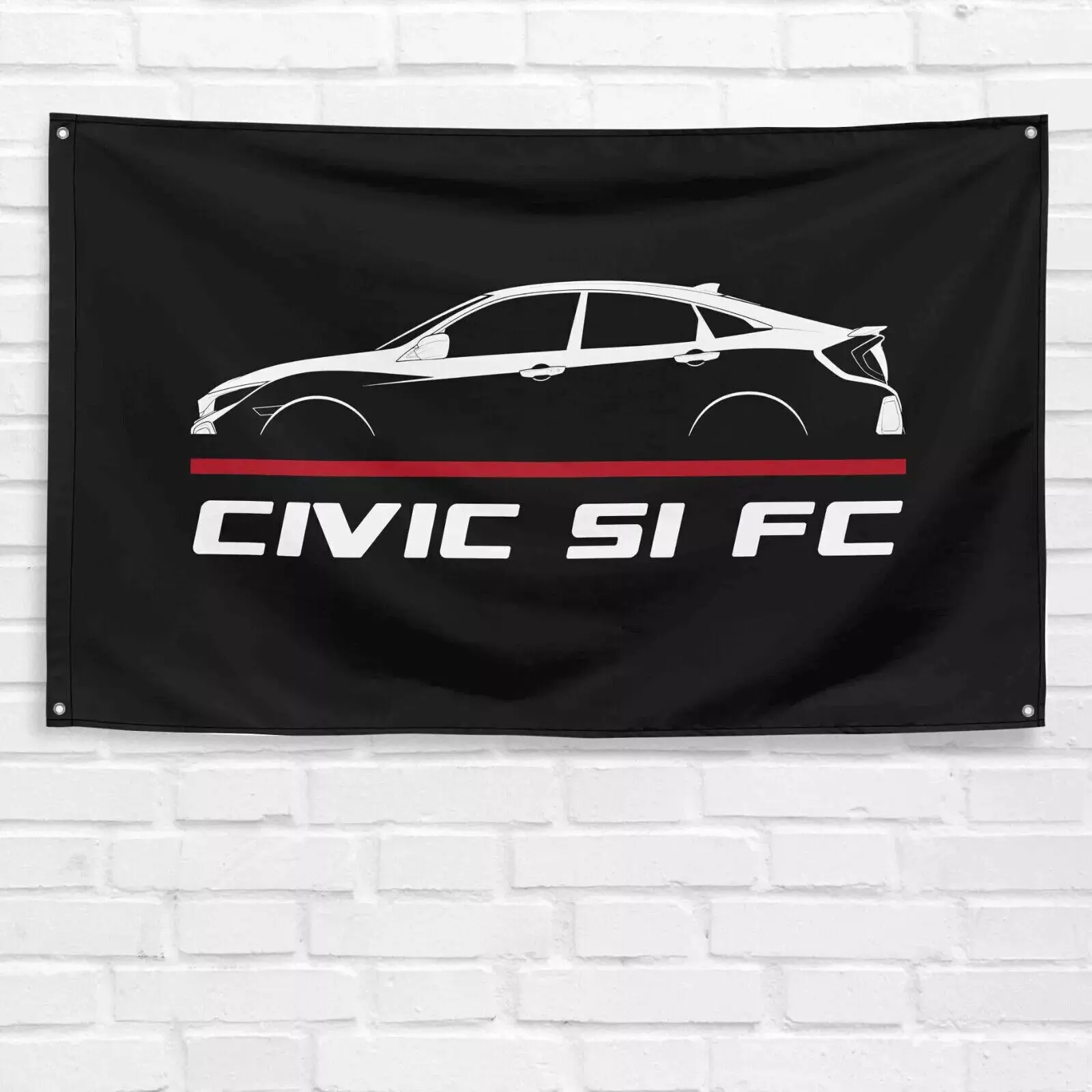 Unbranded Handmade Vibrant Synthetic 4 oz Polyester Fabric Single-Sided 3x5 ft Flag Banner, Home Decor for 2015-2020 Civic Si FC Enthusiasts, Dads’ Birthday Gift, Wall Decor Aesthetic