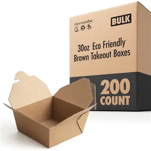 Eco Friendly Brown Takeout Boxes - 30 oz -200 Pack