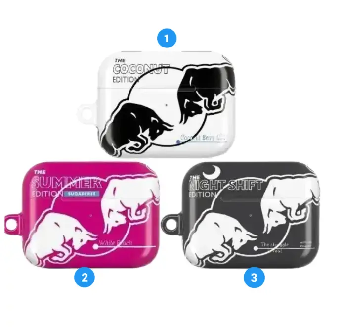 [Energy Drink Summer Style] Night Shift Energy Drink AirPods Case for AirPods Pro 3/2/1 & AirPods 4/3/2/1, Coconut Summer Caffeine Pattern Soft TPU Shockproof Protective Cover, Wireless Charging Compatible