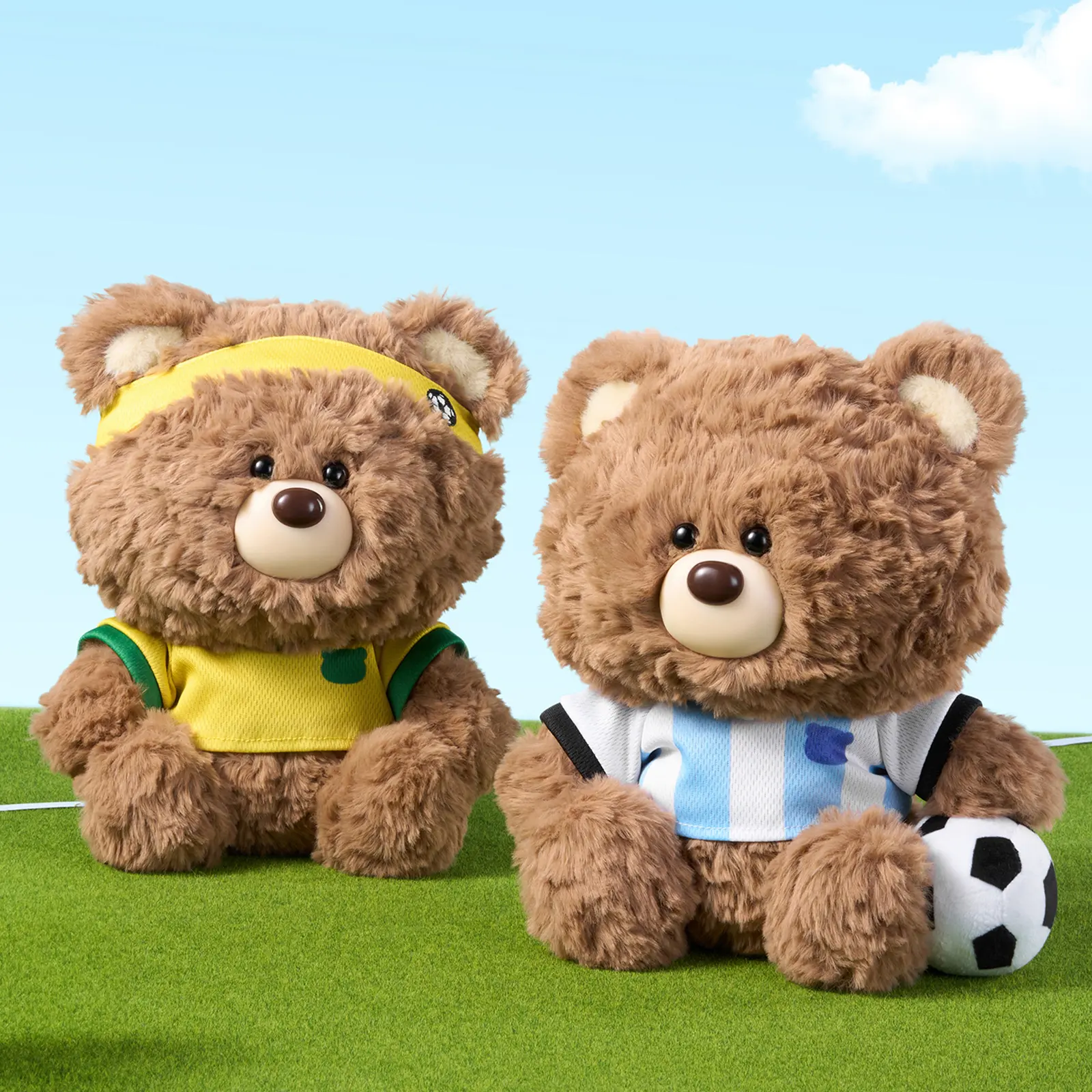 Giftford Bear Guardian Soccer Plush, Cute Sitting Stuffed Bear Toy, Soft Kawaii Football Doll for Bedroom Decor Birthday Gift Kids Fans, Back To School