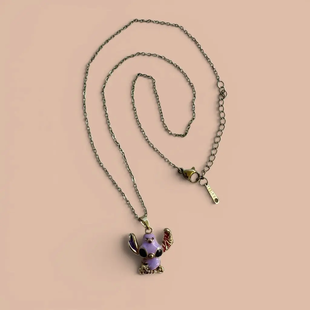 Purple Alien Charm Pendant Necklace