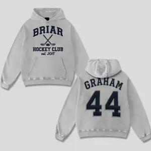 Garrett Graham Briar U Hockey Washed Hoodie Tee - Off Campus Book Merch 44 - Unisex Heavyweight Fleeced Bookish Romance Reader Apparel - Gift For Friend