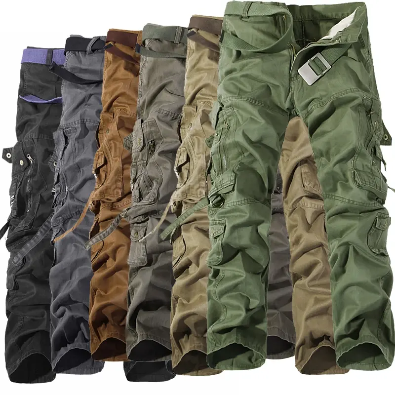 Men's Baggy Cargo Joggers, Cotton Tactical Cropped Pants with Drawstring and 8 Pockets for Outdoor Workwear, Baggy Drawstring Men's Sports Joggers, Cargo Cropped Men's Sports Joggers