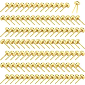 200 Pieces Paper Fasteners Brads, Round Metal Paper Brass Fasteners Brads for Paper Crafts, Decorative Scrapbooking, DIY Art School Project Supplies, 8 x 17mm (Golden)