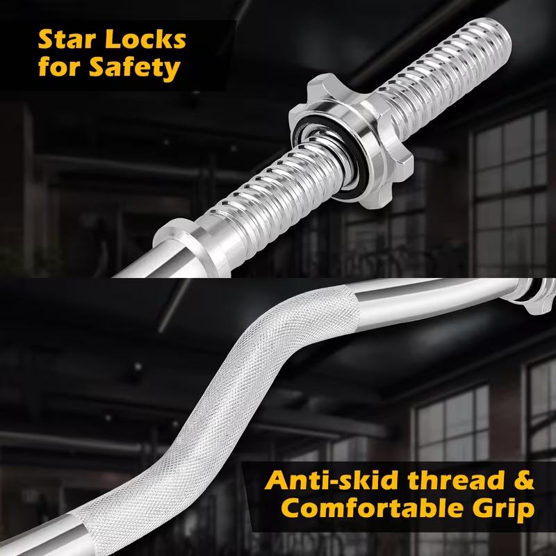 Heavy-Duty EZ Curl Barbell Weight Set | Home Gym Arm Training Essential Heavy-Duty EZ Curl Barbell Weight Set | Home Gym Arm Training Essential