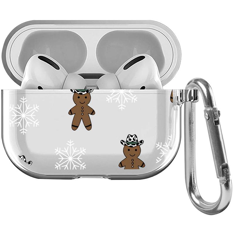 Cowboy Ginger Pattern TPU Soft Protective Case for Apple AirPods 4/3/2/1/Pro/Pro2 Transparent Earphone Cover with Keychain Attachment