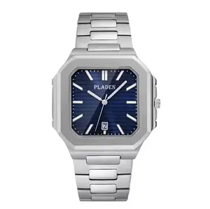 PLADEN Men's Japanese Quartz Watch in Square Minimalism Professional & Old Money Vibe Elegant Metal Design 40mm Band Length Water Resistant 3 BAR Minimalist Style Timeless Appeal