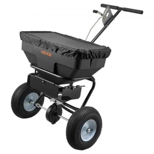 Vevor TCSBJ130LBS1M3V3U001V0 Walk-Behind Spreader - 12 ft. Spreading Width - 130 lbs Hopper - Push Broadcast Spreader with 13 in. All-Terrain Tires - Adjustable Flow Control