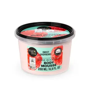 Organic Shop Sweet Raspberry Sense Boosting Body Cream, 100% Vegan & Organic, Daily Moisturizer & Deep Nourishing Body Mousse, Hydrating Natural Lotion, Intensive Care & Skin Toning. 250m