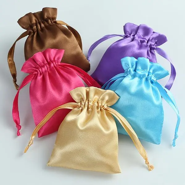 Silky satin bag for storing dust-proof drawstring pocketsbeauty device accessories and small cloth bags Organise