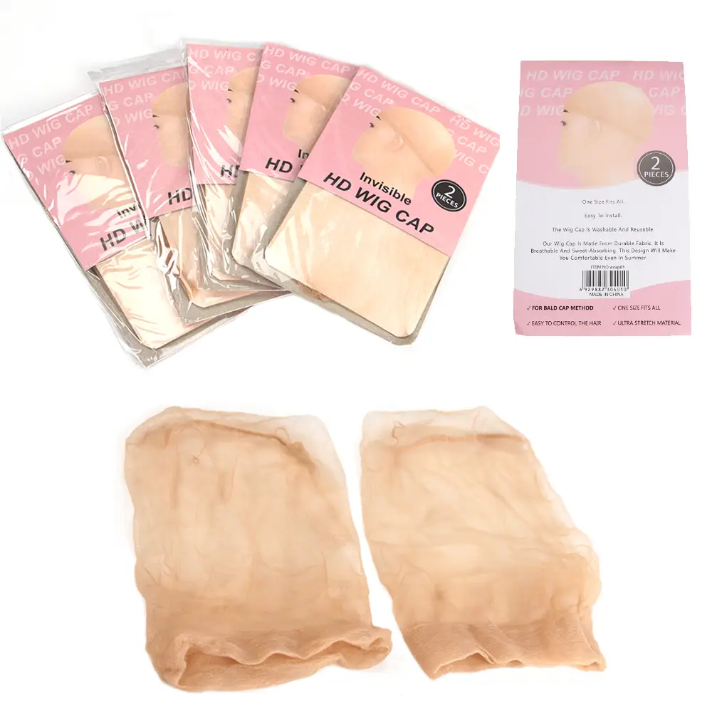 idoli Skinlike HD Wig Cap, 2 Pieces Invisible and Sheer Breathable Ultra-thin Stretchy Stocking Caps for Lace Front Wigs