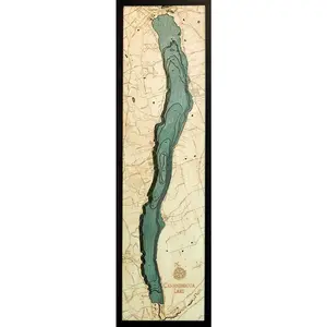 Canandaigua Lake, New York 3-D Nautical Wood Chart, Narrow, 13.5" x 43"